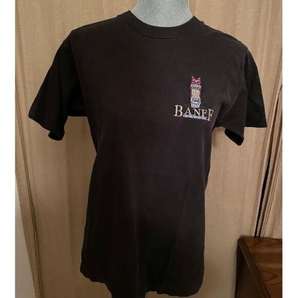 Vintage FRUIT OF THE LOOM Banff Tee Black Heavy Cotton size M - Picture 2 of 5